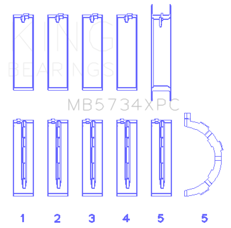 King Engine Bearings Ford 302 CID Coyote (Size STD) Performance Coated Main Bearing Set - Size STD