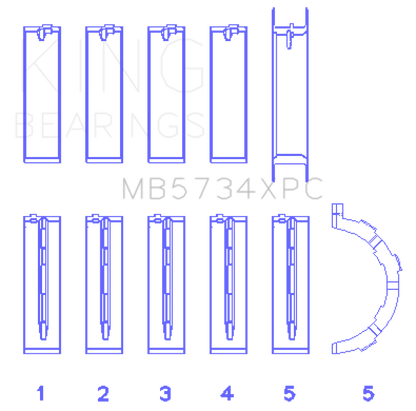 King Engine Bearings Ford 302 CID Coyote (Size STD) Performance Coated Main Bearing Set - Size STD