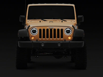 Raxiom 07-18 Jeep Wrangler Axial Series 7-Inch LED Headlights w DRL/ Black Housing - Clear Lens