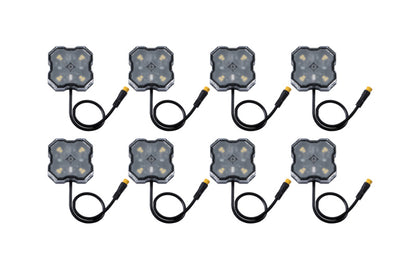 Diode Dynamics Stage Series SXS Rock Light Installer Kit - White Diffused M8 (8-pack)