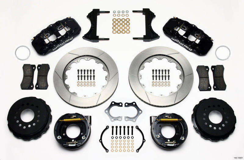 Wilwood AERO4 Rear P-Brake Kit 14.00in Mopar/Dana 2.36in Off w/Snap Ring Bearing