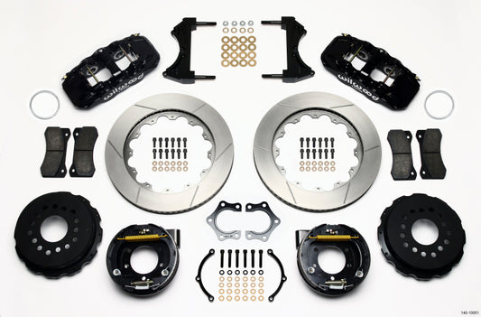 Wilwood AERO4 Rear P-Brake Kit 14.00in Mopar/Dana 2.36in Off w/Snap Ring Bearing