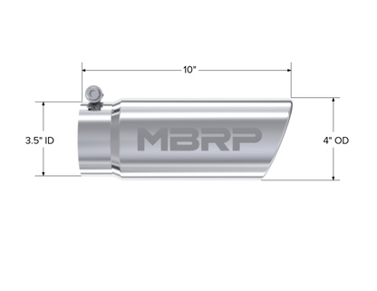 MBRP Universal Tip 4in O.D. Angled Rolled End 3.5in inlet 10 length