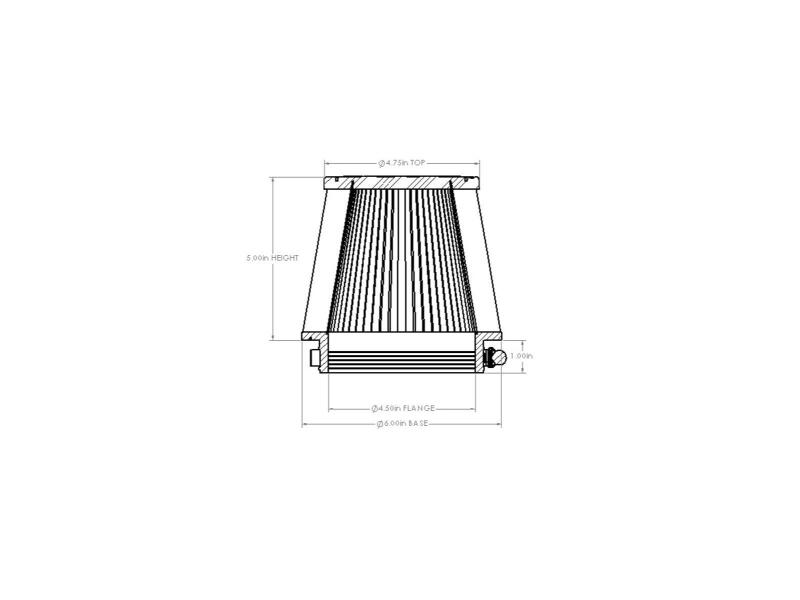 aFe POWER Universal Clamp-On Air Filter w/ D2 Dura-Dry Media - 4.5in F x 6in B x 4.75in T x 5in H
