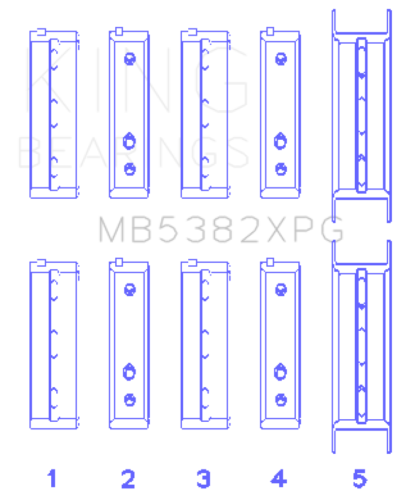 King Subaru EJ20/EJ22/EJ25 (For Thrust in #5 Position) Tri-Metal Perf Main Bearing Set - Size +0.5mm