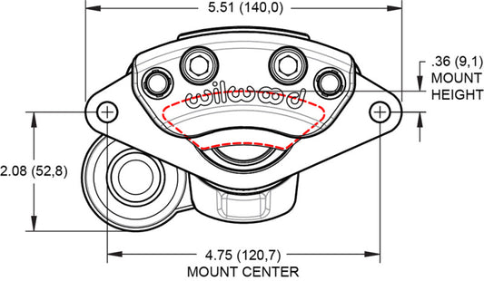 Wilwood caliper EPB .157-.393 rotor R/H ANO W/HT motor
