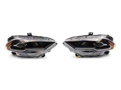 Raxiom 18-23 Ford Mustang GT EcoBoost LED Projector Headlights- Black Housing (Clear Lens)
