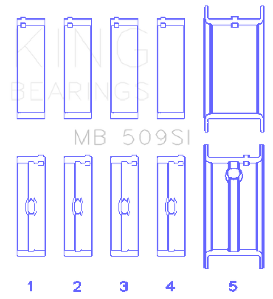 King Engine Bearings Chevrolet 400 Crankshaft Main Bearing Set (Set of 5) - Size .001