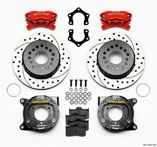 Wilwood Forged Dynalite P/S Park Brake Kit Drilled Red Mopar/Dana 2.50in Off w/Snap Ring Bearing