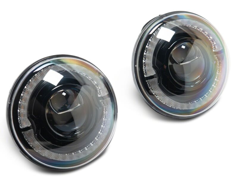 Raxiom 18-26 Jeep Wrangler JL/ 20-26 Gladiator JT HiOutput LED Hlights/Angel Eye DRL-Blk-Clear Lens