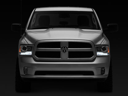 Raxiom 09-18 Dodge RAM 1500 LED Halo Headlights w/ Switchback Turn Signals- Chrome Hsng (Clear Lens)