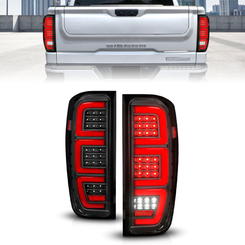 ANZO 19-23 GMC Sierra 1500/2500HD/3500HD Black Replacement Full LED Bar Tail Light