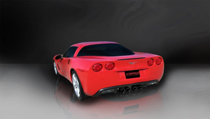 Corsa 06-08 Chevrolet Corvette C6 (A/T) 2.5in Xtreme Cat-Back Exhaust - 3.5in Black Twin Tips