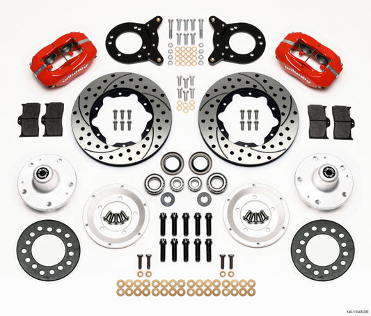 Wilwood Dynapro Dust-Boot Front Kit 11.00in Drilled Red 1965-1969 Mustang Disc & Drum Spindle