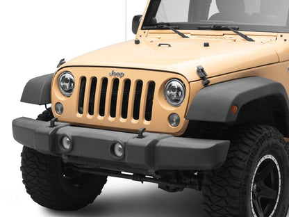 Raxiom 07-18 Jeep Wrangler Axial Series 7-Inch LED Headlights w DRL/ Black Housing - Clear Lens
