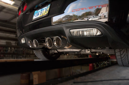 Stainless Works 2009-13 C6 Corvette Axle Back 2-1/2in Dual Chambered Turbo Mufflers Quad 4in Tips