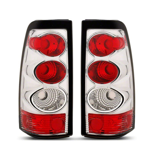 Raxiom 03-06 Chevrolet Silverado 1500 Fleetside Axial Series Tail Lights- Chrome- Red/Clear Lens