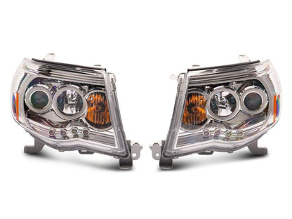 Raxiom 05-09 Toyota Tacoma Super White LED Halo Projector Headlights- Chrome Housing- Clear Lens