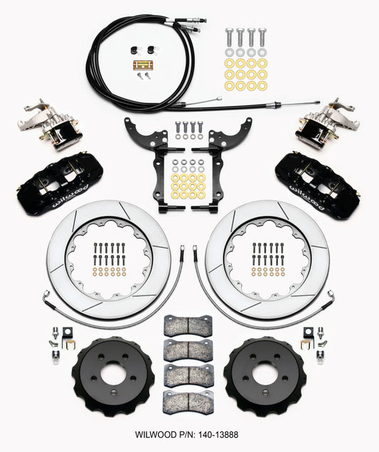Wilwood AERO4 / MC4 Rear Kit 14.00 15-23 Mustang w/Lines & Cables