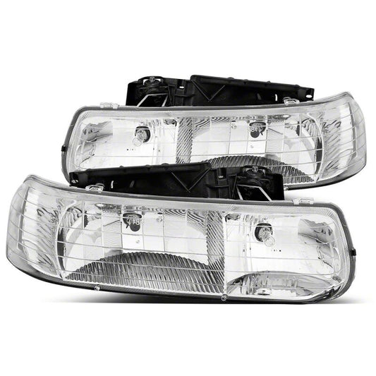 Raxiom 99-02 Chevrolet Silverado 1500 Axial Series Euro Headlights- Chrome Housing- Clear Lens