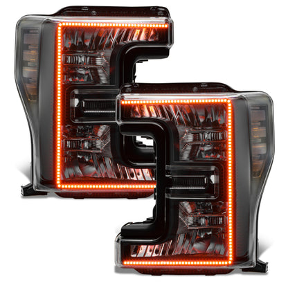 Oracle 17-19 Ford F-250 SD Dynamic Pre-Assembled Headlights - Halogen - Black Edition -