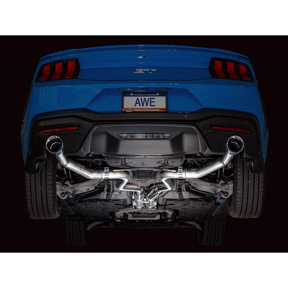 AWE 2024 Ford Mustang GT Fastback S650 RWD Track Edition Catback Exhaust w/ Dual Chrome Silver Tips