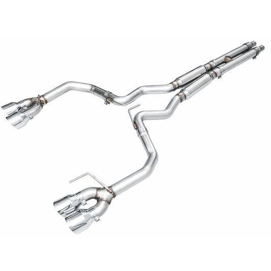 AWE 2024 Ford Mustang GT Fastback S650 RWD Track Edition Catback Exhaust w/ Quad Chrome Silver Tips