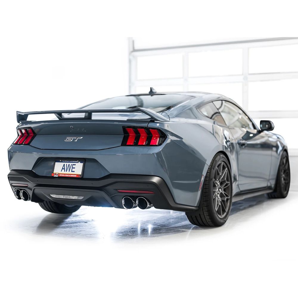 AWE 2024 Ford Mustang GT Fastback S650 RWD Track Edition Catback Exhaust w/ Quad Chrome Silver Tips