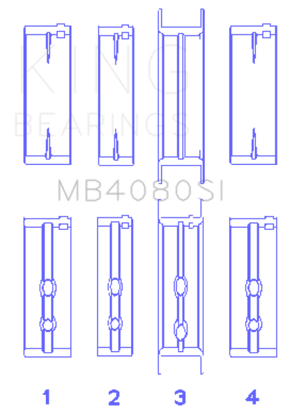 King Engine Bearings GMC 2.8L/3.4L V6 173Ci/207Ci (Size +1.0mm) Main Bearing Set