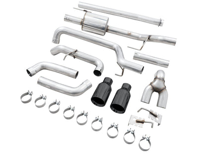 AWE Tuning 0FG 21+ Ford F150 Dual Split Rear Cat-Back Exhaust- 5in Diamond Black Tips