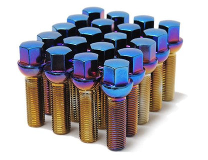 Wheel Mate Mevius Lug Bolt Set of 20 - Chrome Neon 12x1.50 50mm Cone 60 DEG TAP