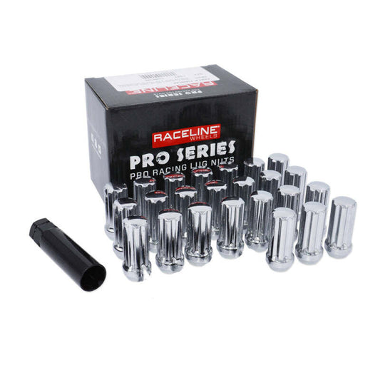 Raceline 14x2.0mm XL Spline Chrome Lug Nuts (24 Pack)