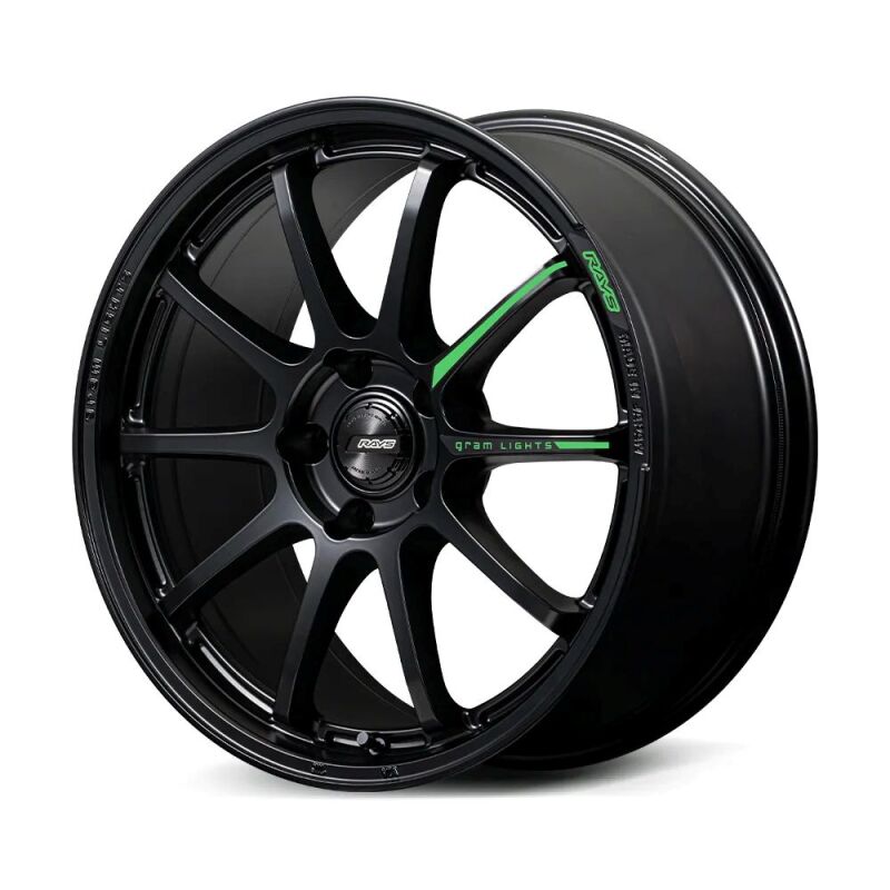 Gram Lights 57NR LIMITED II 17x7.0 +47 5-114.3 Semigloss Black Wheel w/ Black Cap/Stickers/Air Valve