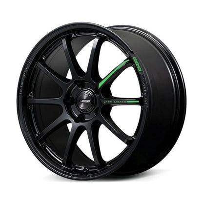 Gram Lights 57NR LIMITED II 17x7.0 +47 5-114.3 Semigloss Black Wheel w/ Black Cap/Stickers/Air Valve