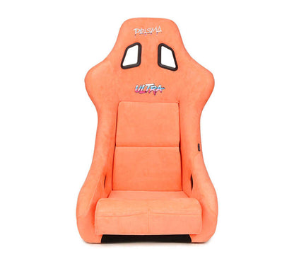 NRG FRP Bucket Seat ULTRA Edition W/ Grey Pearlized Back / Peach Microfiber Material - Large