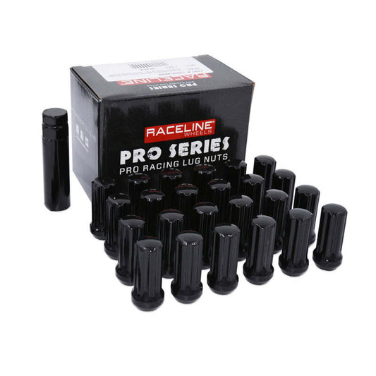 Raceline 9/16in Duplex Spline Black Lug Nuts (24 Pack)