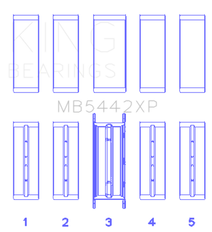 King Engine Bearings Ford 2.0 2.3L EcoBoost Crankshaft Main Bearing Set (Set of 5)