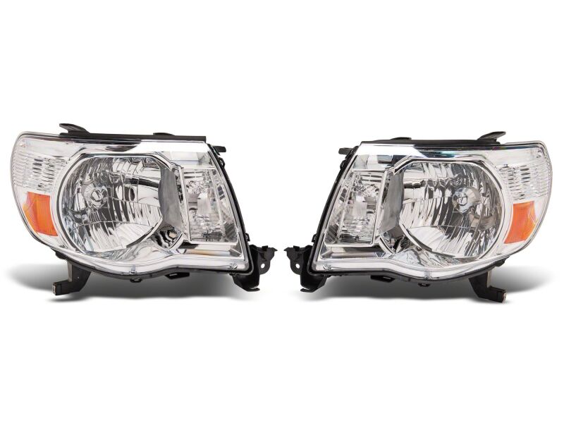Raxiom 05-11 Toyota Tacoma Axial Series OE Replacement Headlights- Chrome Housing- Clear Lens
