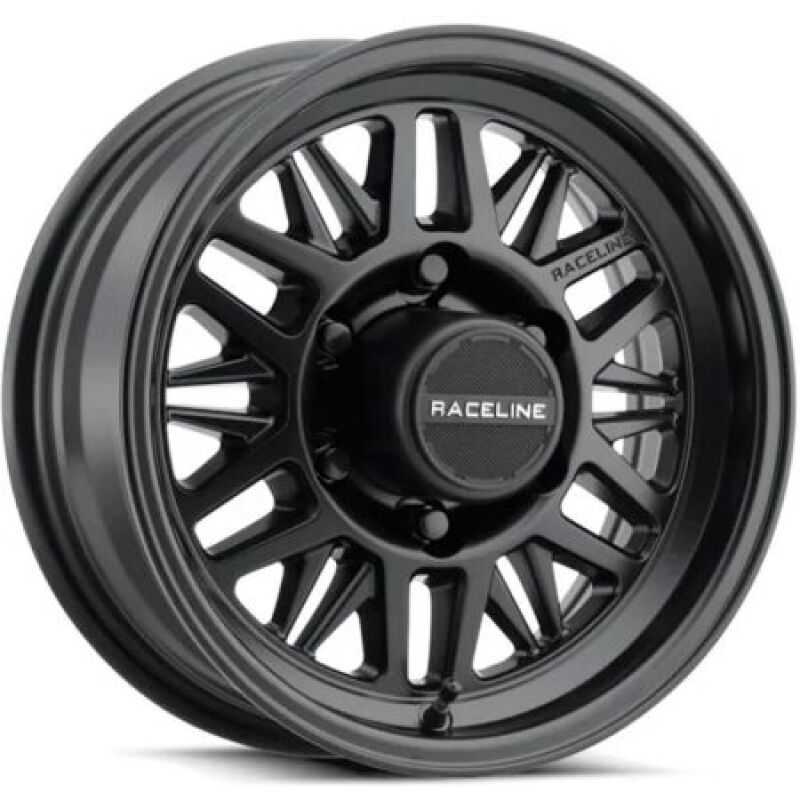 Raceline 451B Ryno TR Trailer 12x4in / 5X4.5 BP / 0mm Offset / 3.19mm Bore - Satin Black