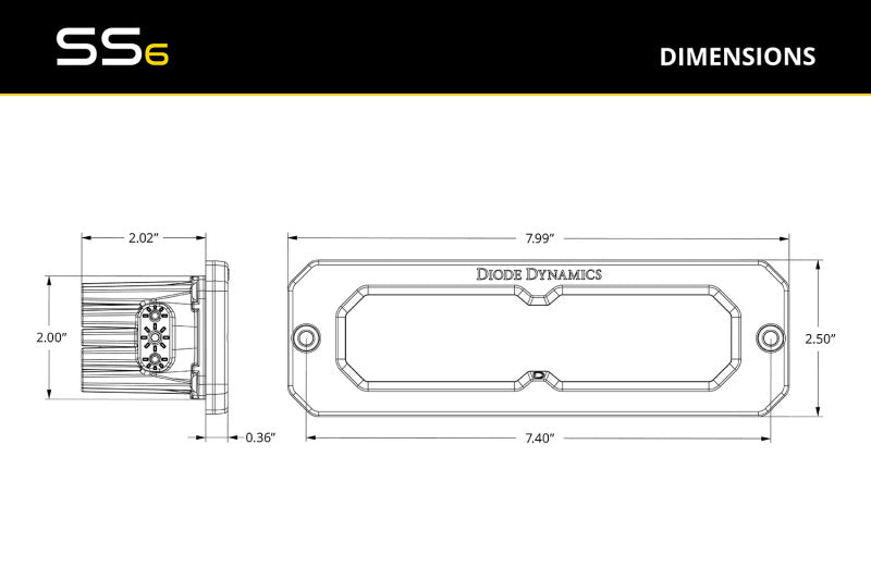 Diode Dynamics SS6 Sport White Flood Flush RBL (single) 6000K