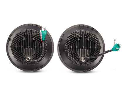 Raxiom 07-18 Jeep Wrangler Axial Series 7-Inch LED Headlights w DRL/ Black Housing - Clear Lens