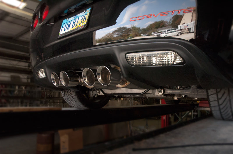 Stainless Works 2009-13 C6 Corvette Axle Back 2-1/2in Dual Chambered Turbo Mufflers Quad 4in Tips