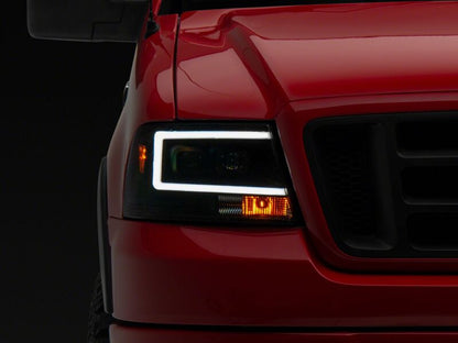 Raxiom 04-08 Ford F-150 Axial Series Projector Headlights- Black Housing- Clear Lens