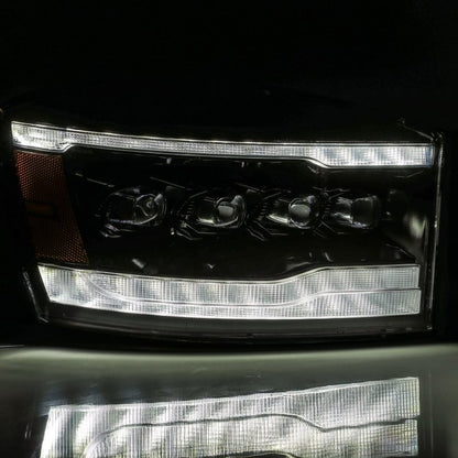 AlphaRex 06-08 Ram 1500HD NOVA LED Proj Headlights Plank Style Alpha Blk w/Seq Signal/DRL/Amber LED