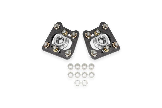 BMR 94-04 Ford Mustang Steel Caster Camber Plates - Black Hammertone