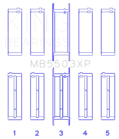 King Engine Bearings Ford V8 351ci 5.8L 16V (Size .010 Oversized) Performance Main Bearing Set